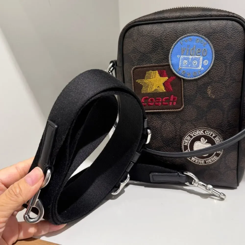 NEW‼️Coach Tristan Crossbody Bag 14 In Signature Canvas With Patches  CFR93